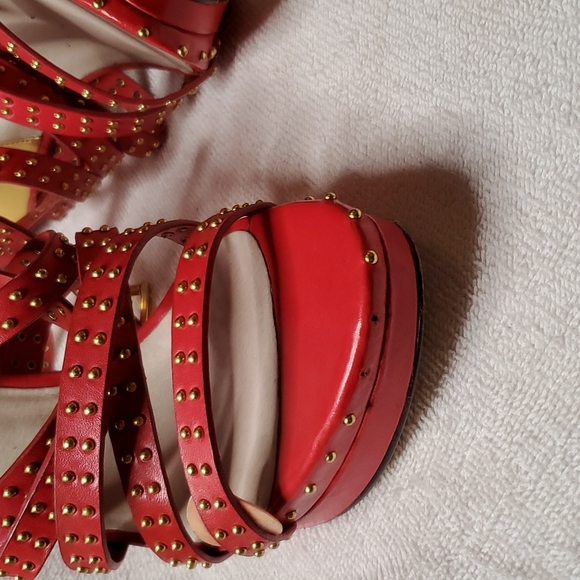 Beautiful Strappy Red and Gold Michael Kors Heels - Picture 3 of 3